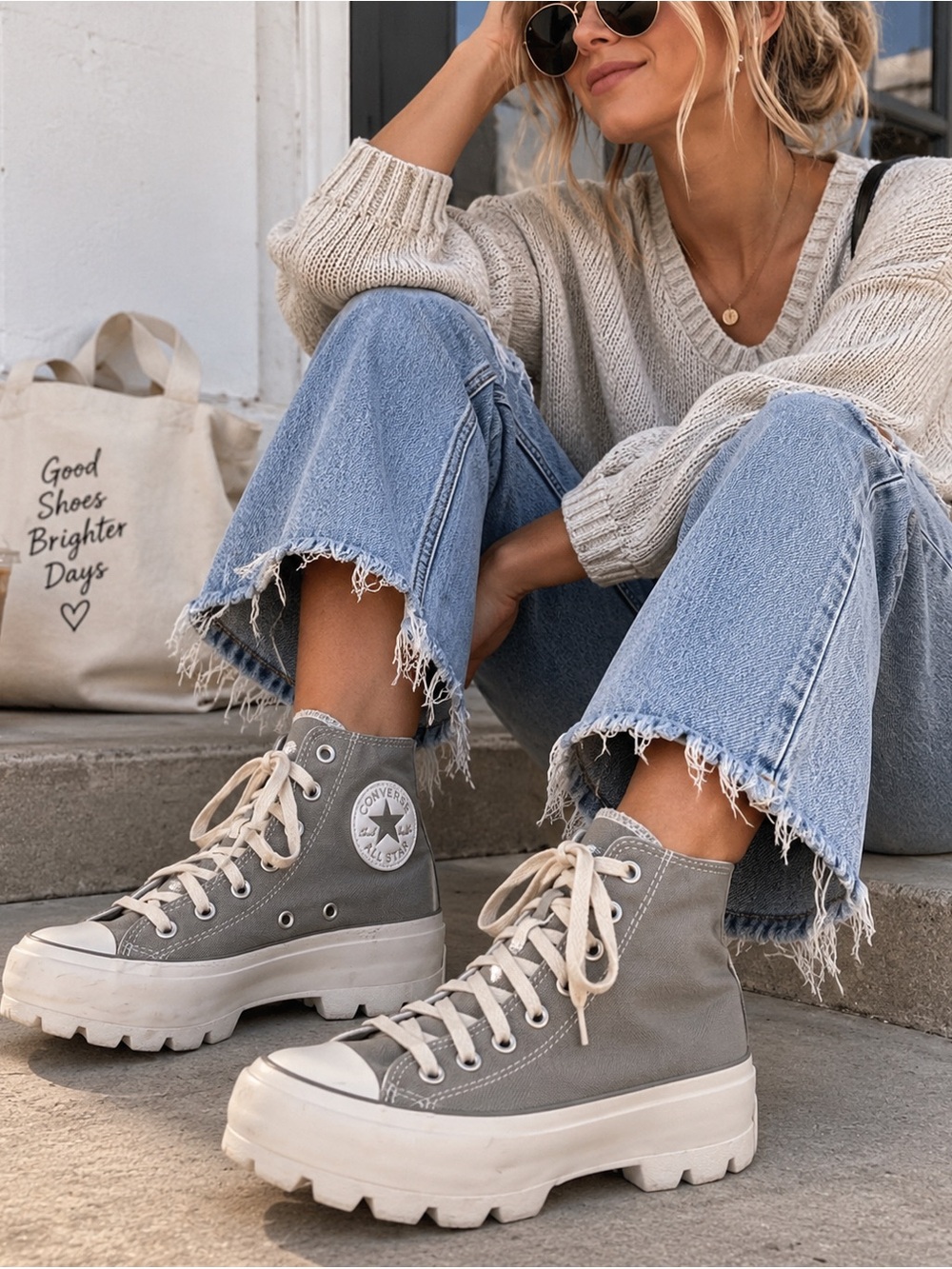 Converse Chuck Taylor Lugged High Top Platform Sneakers Gray Women’s 7